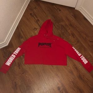 red justin bieber purpose world tour hoodie